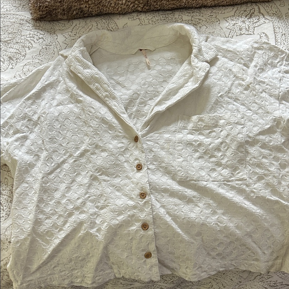 Women's Cream Button-Up Top